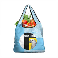 Saint Lucia Graphic Parrot Grocery Bag with Tribal Pattern and Minimalist Blue Black Design - Wonder Print Shop