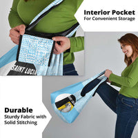 Saint Lucia Graphic Parrot Grocery Bag with Tribal Pattern and Minimalist Blue Black Design - Wonder Print Shop