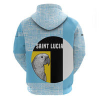 Saint Lucia Graphic Parrot Hoodie with Tribal Pattern and Minimalist Blue Black Design - Wonder Print Shop