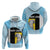 Saint Lucia Graphic Parrot Hoodie with Tribal Pattern and Minimalist Blue Black Design - Wonder Print Shop