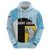 Saint Lucia Graphic Parrot Hoodie with Tribal Pattern and Minimalist Blue Black Design - Wonder Print Shop