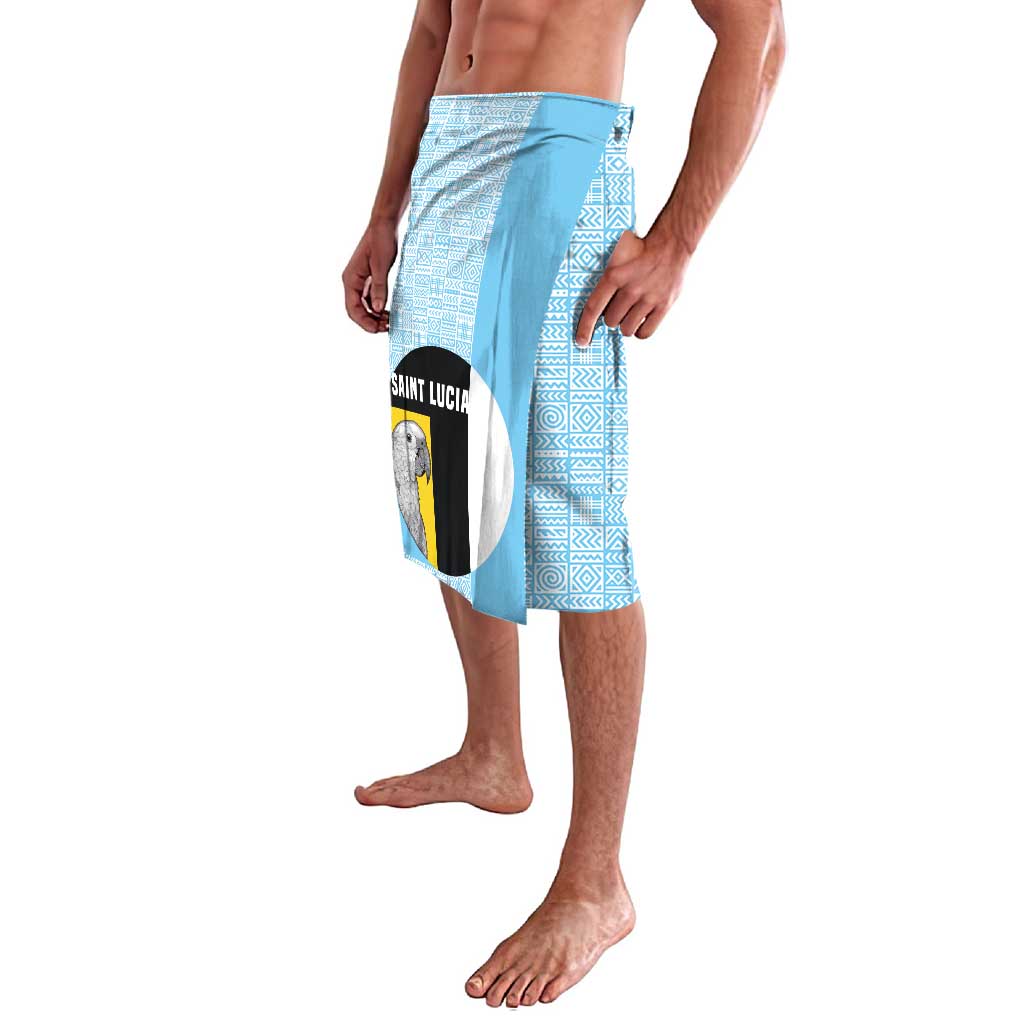 Saint Lucia Graphic Parrot Lavalava with Tribal Pattern and Minimalist Blue Black Design - Wonder Print Shop