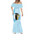 Saint Lucia Graphic Parrot Mermaid Dress with Tribal Pattern and Minimalist Blue Black Design - Wonder Print Shop