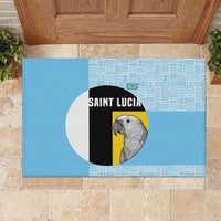 Saint Lucia Graphic Parrot Rubber Doormat with Tribal Pattern and Minimalist Blue Black Design - Wonder Print Shop