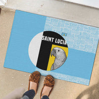 Saint Lucia Graphic Parrot Rubber Doormat with Tribal Pattern and Minimalist Blue Black Design - Wonder Print Shop