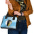 Saint Lucia Graphic Parrot Shoulder Handbag with Tribal Pattern and Minimalist Blue Black Design - Wonder Print Shop