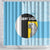 Saint Lucia Graphic Parrot Shower Curtain with Tribal Pattern and Minimalist Blue Black Design - Wonder Print Shop