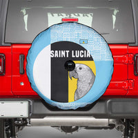 Saint Lucia Graphic Parrot Spare Tire Cover with Tribal Pattern and Minimalist Blue Black Design - Wonder Print Shop