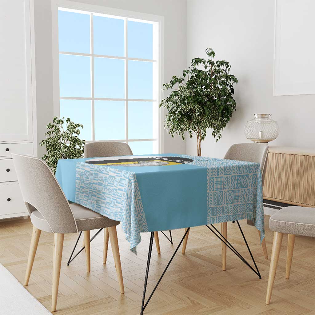Saint Lucia Graphic Parrot Tablecloth with Tribal Pattern and Minimalist Blue Black Design - Wonder Print Shop