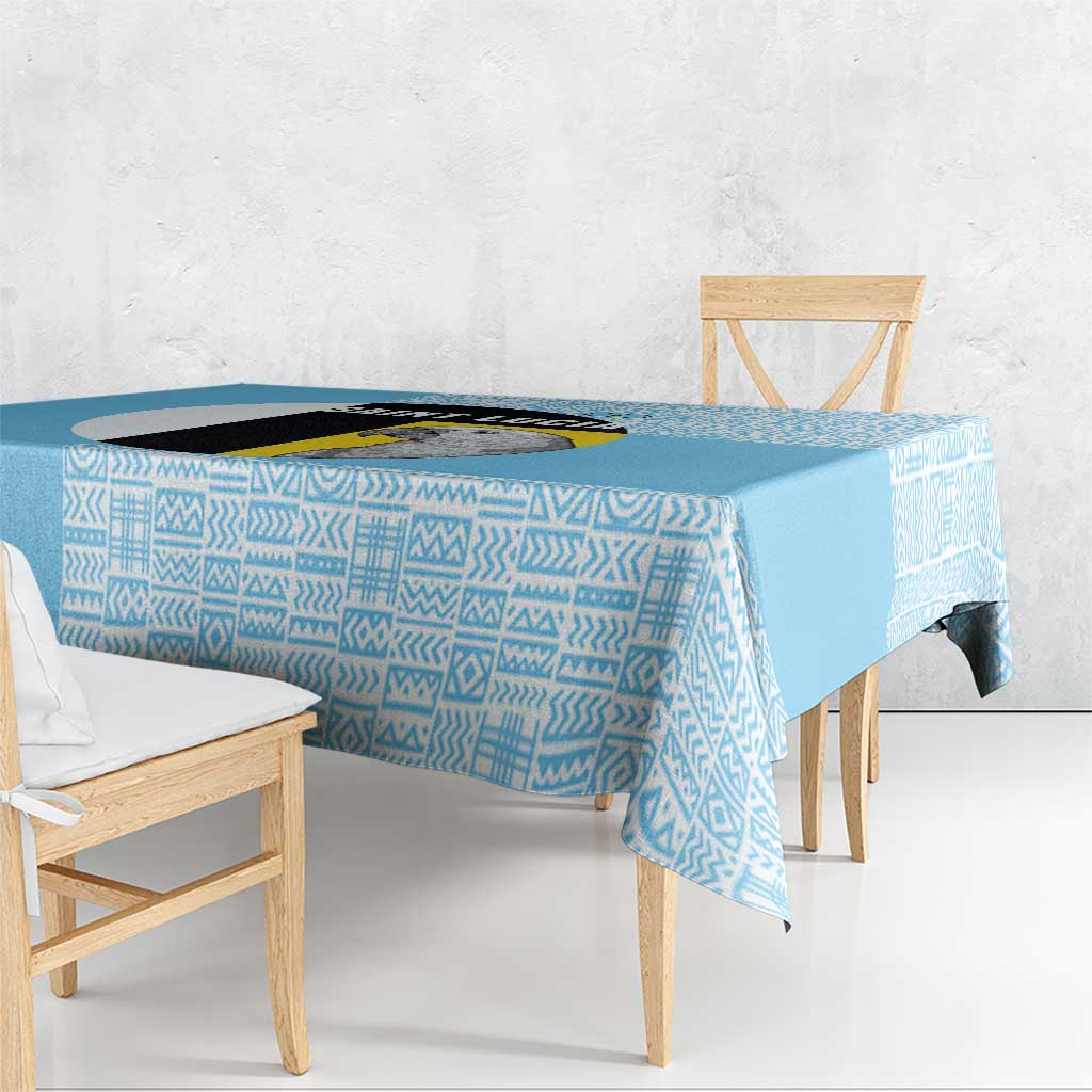 Saint Lucia Graphic Parrot Tablecloth with Tribal Pattern and Minimalist Blue Black Design - Wonder Print Shop