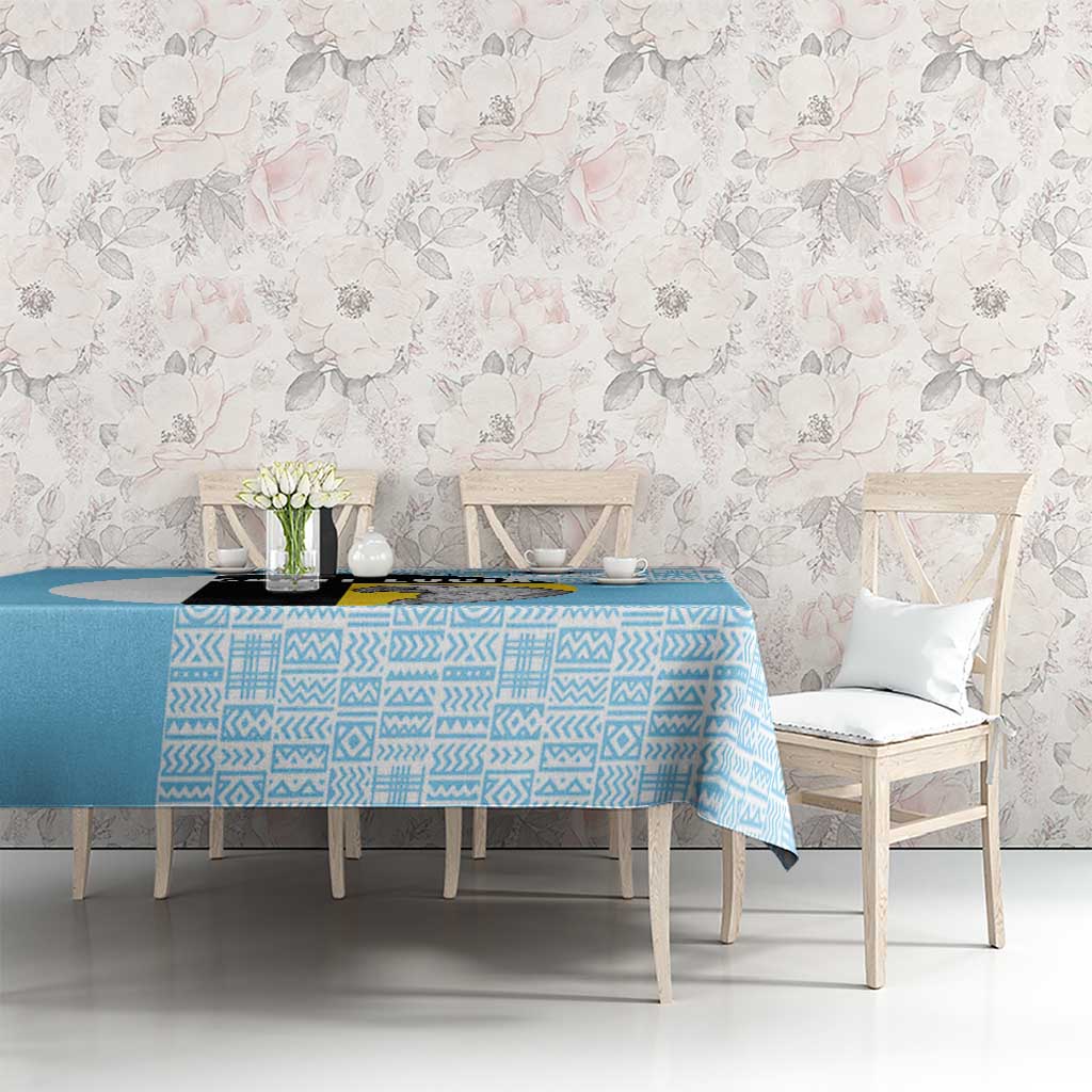 Saint Lucia Graphic Parrot Tablecloth with Tribal Pattern and Minimalist Blue Black Design - Wonder Print Shop