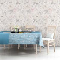 Saint Lucia Graphic Parrot Tablecloth with Tribal Pattern and Minimalist Blue Black Design - Wonder Print Shop