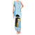 Saint Lucia Graphic Parrot Tank Maxi Dress with Tribal Pattern and Minimalist Blue Black Design - Wonder Print Shop