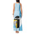 Saint Lucia Graphic Parrot Tank Maxi Dress with Tribal Pattern and Minimalist Blue Black Design - Wonder Print Shop