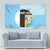 Saint Lucia Graphic Parrot Tapestry with Tribal Pattern and Minimalist Blue Black Design - Wonder Print Shop