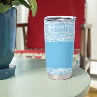Saint Lucia Graphic Parrot Tumbler Cup with Tribal Pattern and Minimalist Blue Black Design - Wonder Print Shop