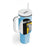 Saint Lucia Graphic Parrot Tumbler With Handle with Tribal Pattern and Minimalist Blue Black Design - Wonder Print Shop