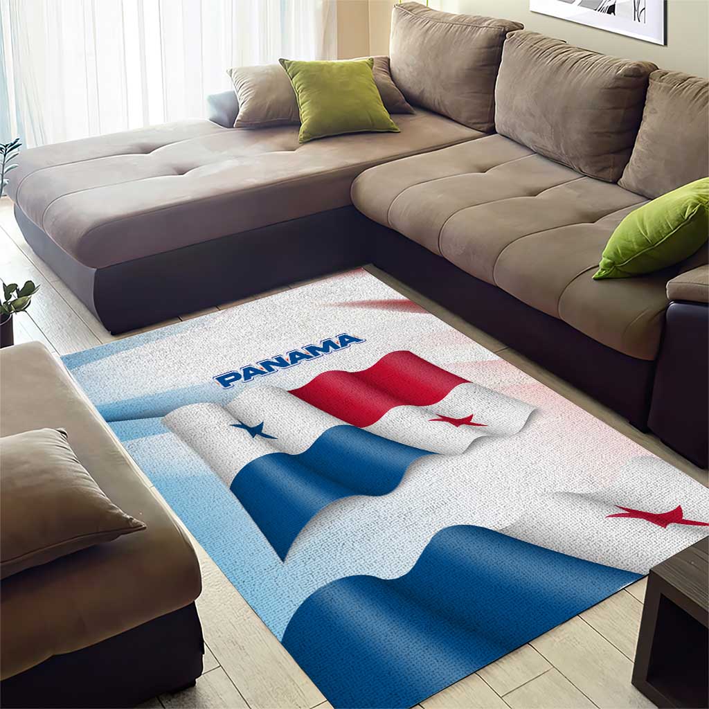 Panama Waving Flag Design Area Rug with Red Blue Stars and National Color Pattern - Wonder Print Shop