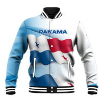 Panama Waving Flag Design Baseball Jacket with Red Blue Stars and National Color Pattern - Wonder Print Shop