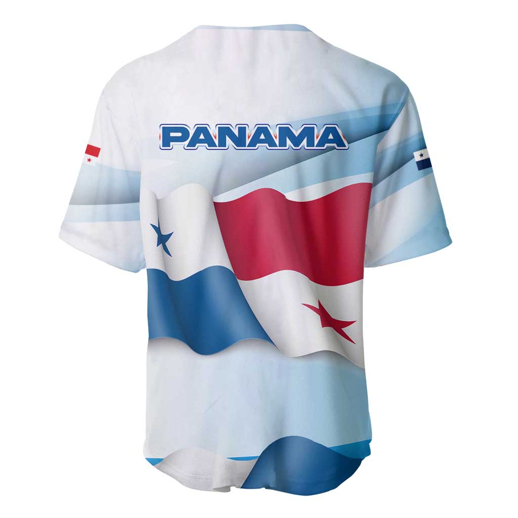 Panama Waving Flag Design Baseball Jersey with Red Blue Stars and National Color Pattern - Wonder Print Shop