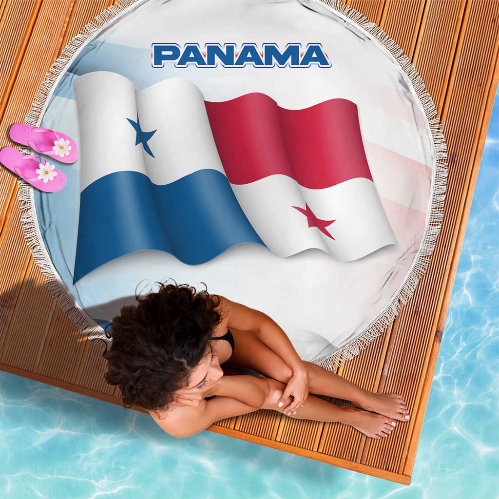 Panama Waving Flag Design Beach Blanket with Red Blue Stars and National Color Pattern - Wonder Print Shop