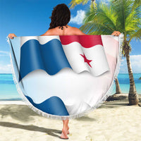 Panama Waving Flag Design Beach Blanket with Red Blue Stars and National Color Pattern - Wonder Print Shop