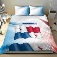 Panama Waving Flag Design Bedding Set with Red Blue Stars and National Color Pattern - Wonder Print Shop
