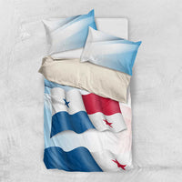 Panama Waving Flag Design Bedding Set with Red Blue Stars and National Color Pattern - Wonder Print Shop