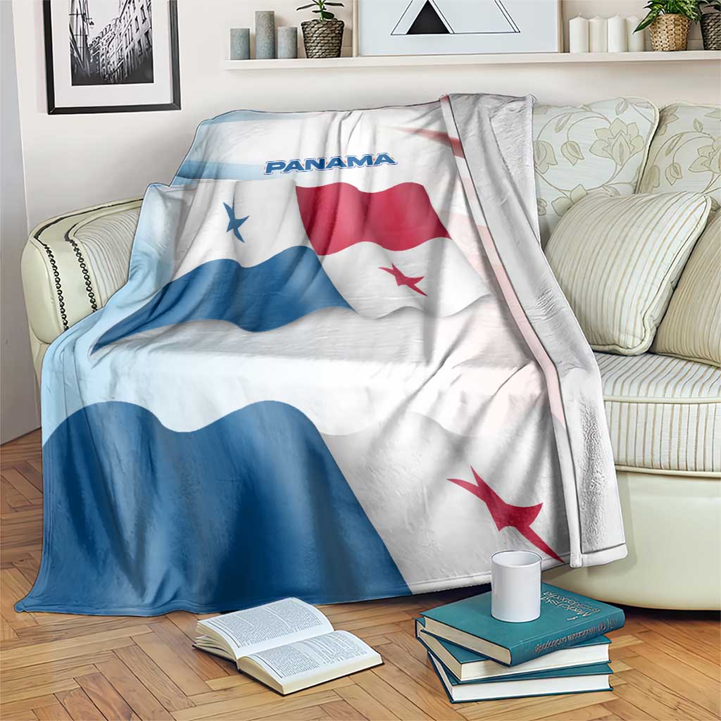 Panama Waving Flag Design Blanket with Red Blue Stars and National Color Pattern - Wonder Print Shop