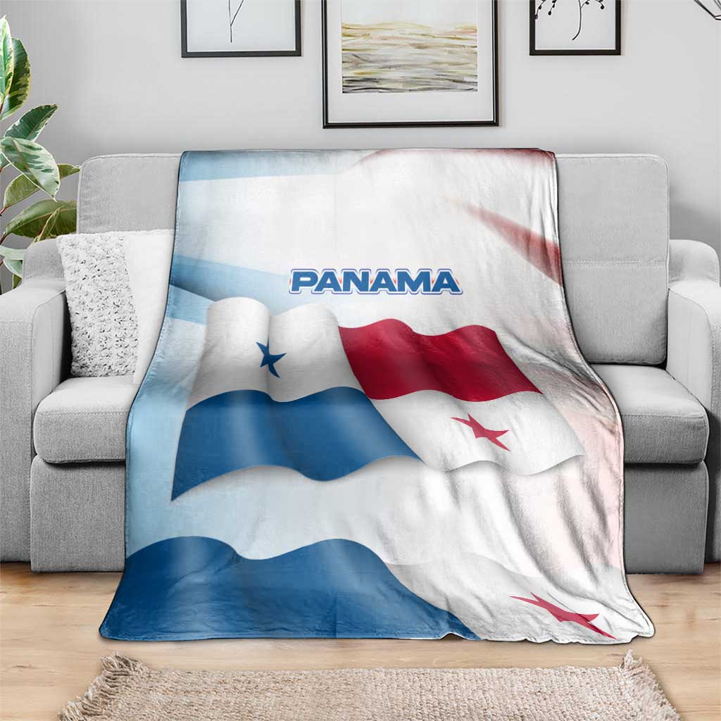 Panama Waving Flag Design Blanket with Red Blue Stars and National Color Pattern - Wonder Print Shop