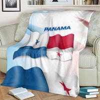 Panama Waving Flag Design Blanket with Red Blue Stars and National Color Pattern - Wonder Print Shop