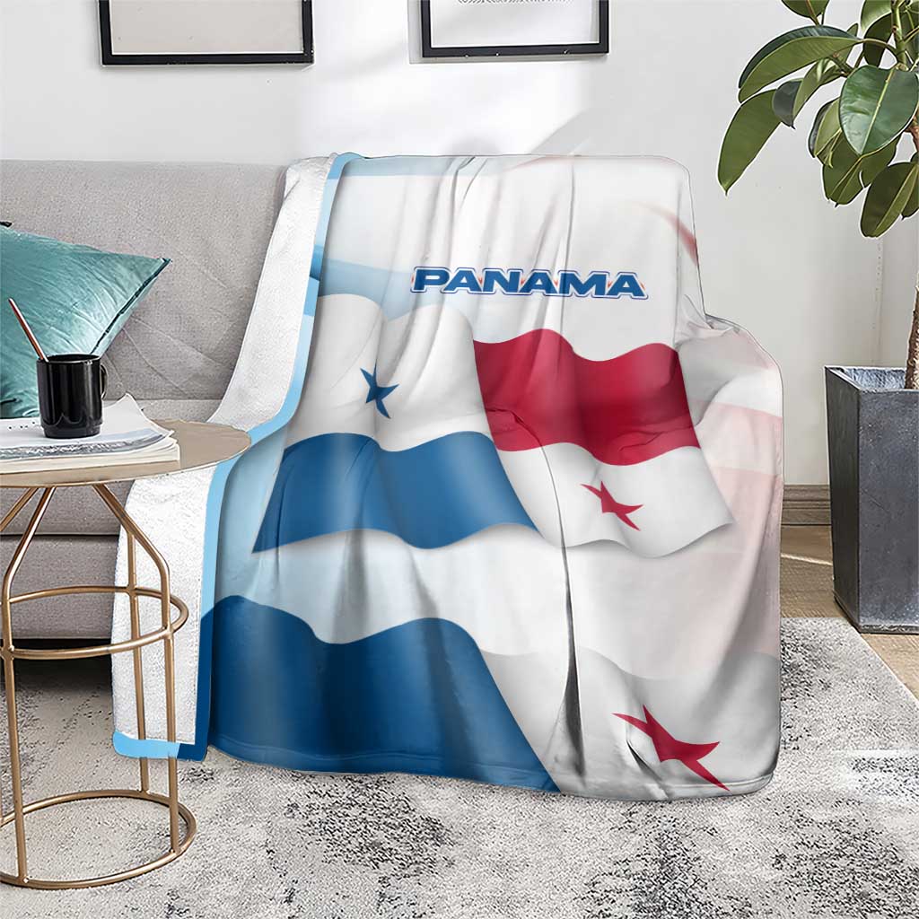 Panama Waving Flag Design Blanket with Red Blue Stars and National Color Pattern - Wonder Print Shop