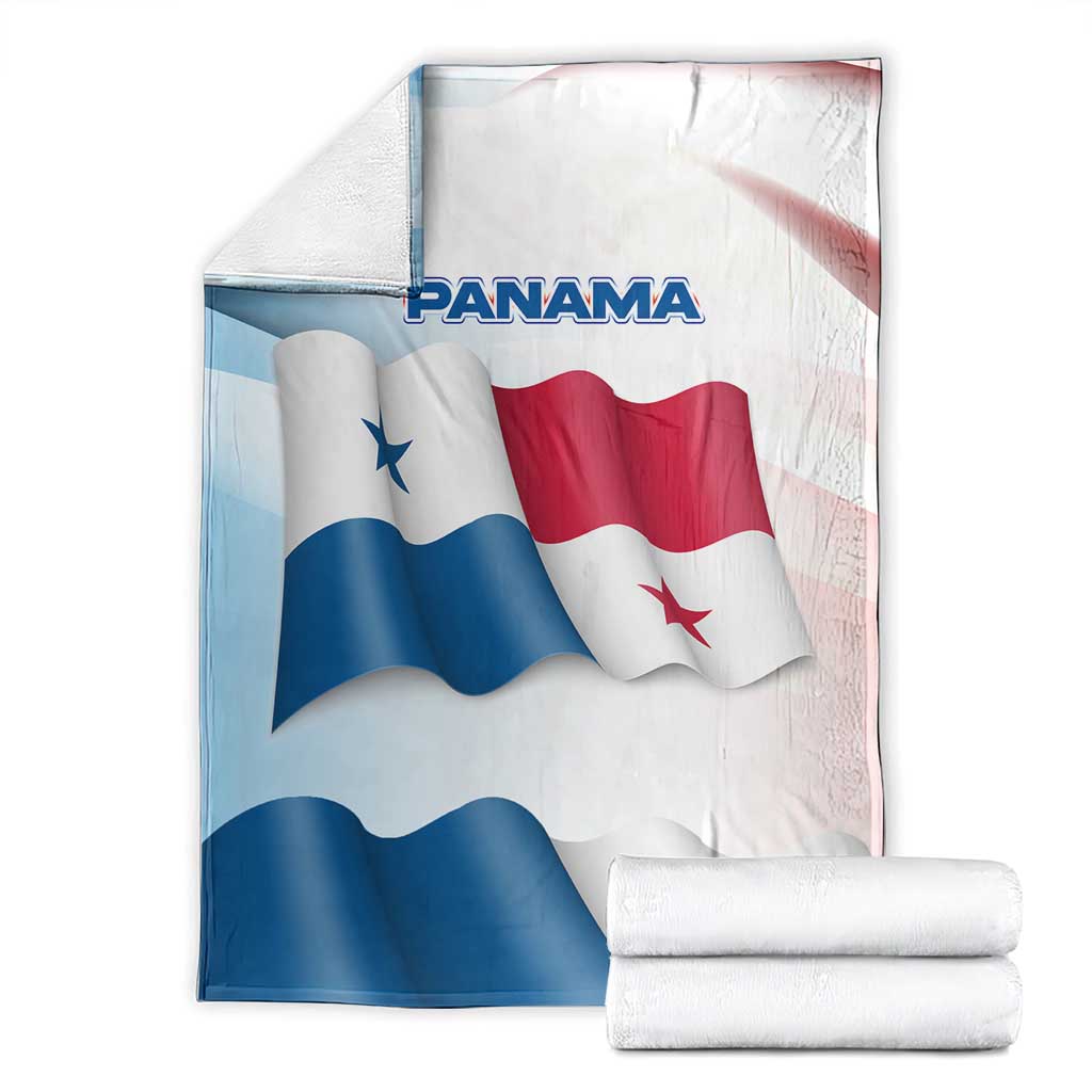 Panama Waving Flag Design Blanket with Red Blue Stars and National Color Pattern - Wonder Print Shop