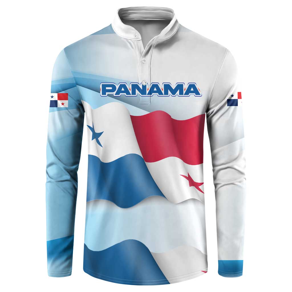 Panama Waving Flag Design Button Sweatshirt with Red Blue Stars and National Color Pattern - Wonder Print Shop