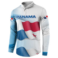 Panama Waving Flag Design Button Sweatshirt with Red Blue Stars and National Color Pattern - Wonder Print Shop