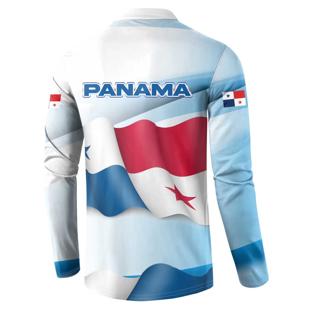 Panama Waving Flag Design Button Sweatshirt with Red Blue Stars and National Color Pattern - Wonder Print Shop