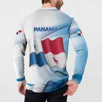 Panama Waving Flag Design Button Sweatshirt with Red Blue Stars and National Color Pattern - Wonder Print Shop