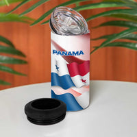 Panama Waving Flag Design 4 in 1 Can Cooler Tumbler with Red Blue Stars and National Color Pattern - Wonder Print Shop