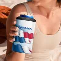 Panama Waving Flag Design 4 in 1 Can Cooler Tumbler with Red Blue Stars and National Color Pattern - Wonder Print Shop