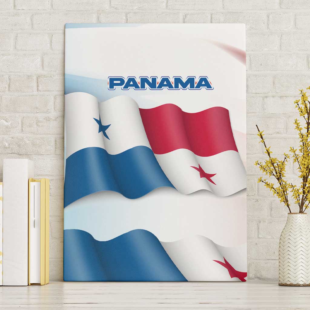 Panama Waving Flag Design Canvas Wall Art with Red Blue Stars and National Color Pattern - Wonder Print Shop