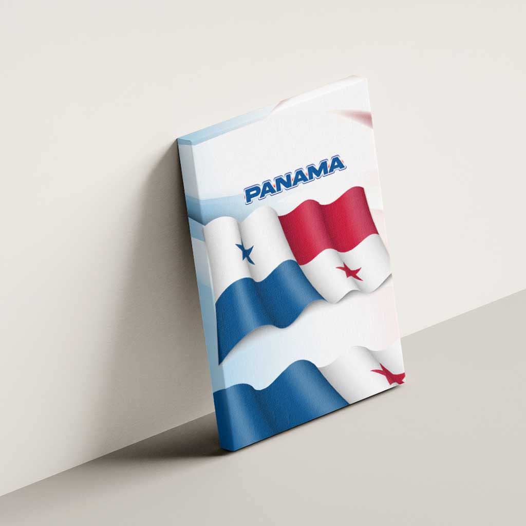 Panama Waving Flag Design Canvas Wall Art with Red Blue Stars and National Color Pattern - Wonder Print Shop