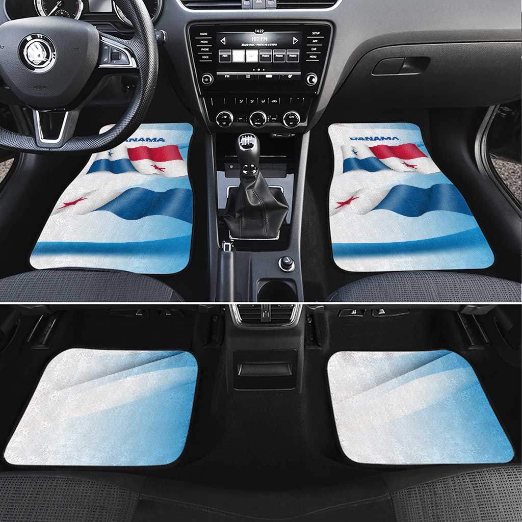 Panama Waving Flag Design Car Mats with Red Blue Stars and National Color Pattern - Wonder Print Shop