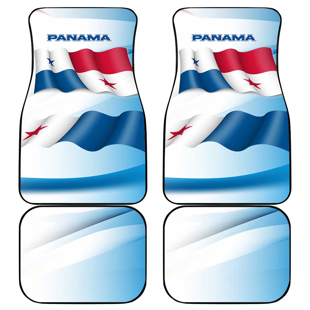 Panama Waving Flag Design Car Mats with Red Blue Stars and National Color Pattern - Wonder Print Shop