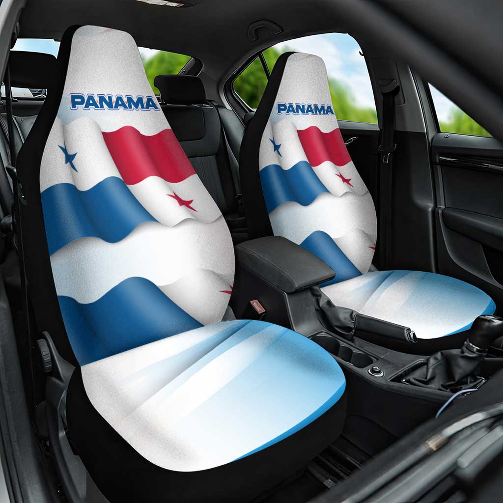 Panama Waving Flag Design Car Seat Cover with Red Blue Stars and National Color Pattern - Wonder Print Shop