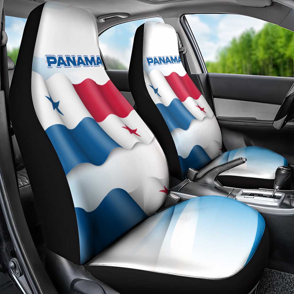 Panama Waving Flag Design Car Seat Cover with Red Blue Stars and National Color Pattern - Wonder Print Shop