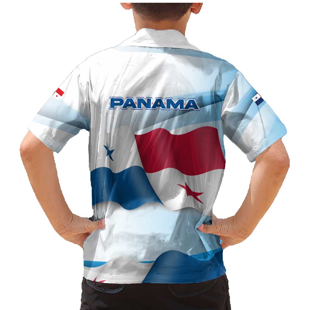 Panama Waving Flag Design Family Matching Mermaid Dress and Hawaiian Shirt with Red Blue Stars and National Color Pattern - Wonder Print Shop