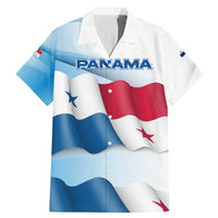 Panama Waving Flag Design Family Matching Mermaid Dress and Hawaiian Shirt with Red Blue Stars and National Color Pattern - Wonder Print Shop