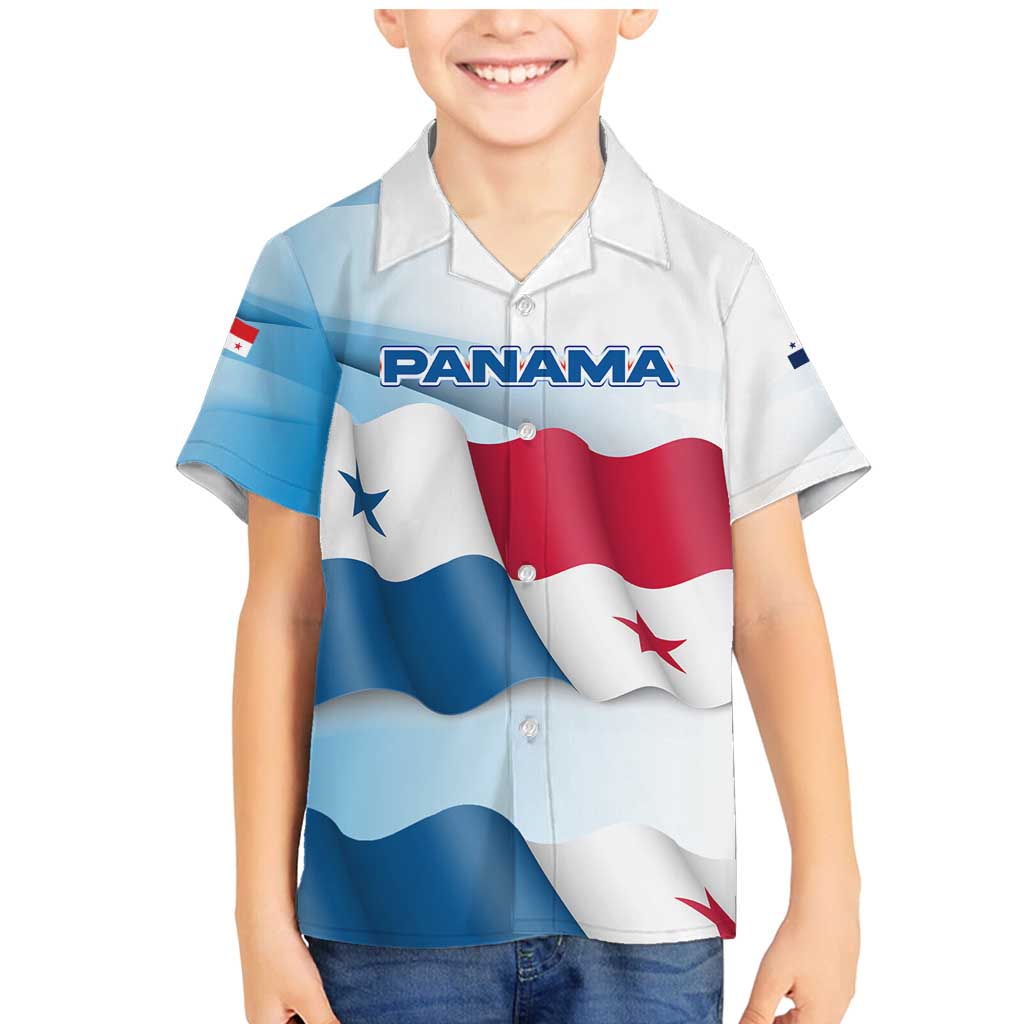 Panama Waving Flag Design Family Matching Mermaid Dress and Hawaiian Shirt with Red Blue Stars and National Color Pattern - Wonder Print Shop