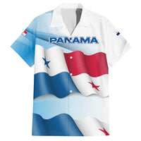 Panama Waving Flag Design Family Matching Short Sleeve Bodycon Dress and Hawaiian Shirt with Red Blue Stars and National Color Pattern - Wonder Print Shop