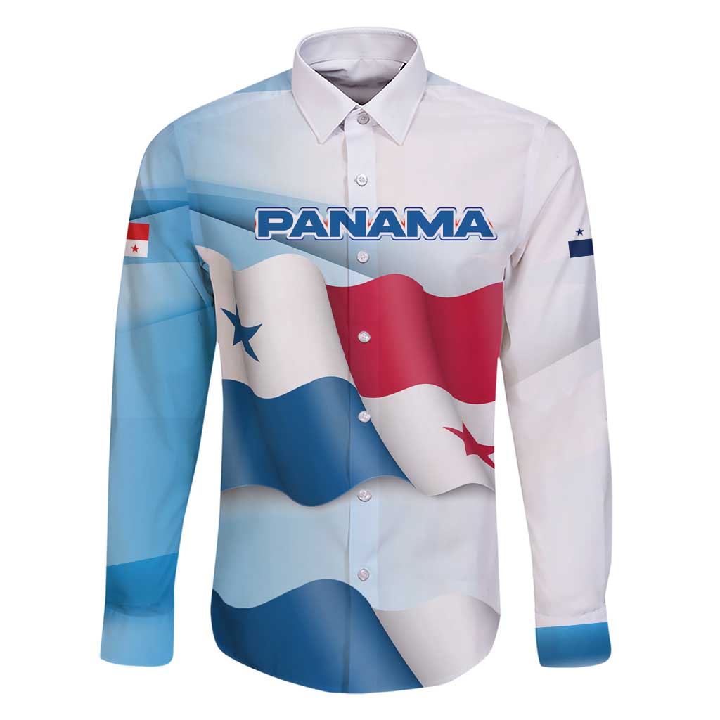 Panama Waving Flag Design Family Matching Short Sleeve Bodycon Dress and Hawaiian Shirt with Red Blue Stars and National Color Pattern - Wonder Print Shop